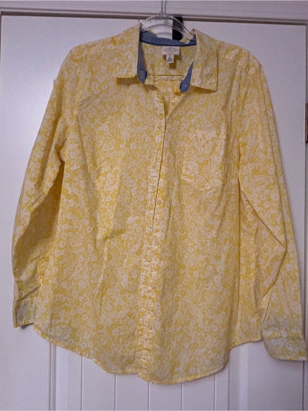 St. John's Bay Yellow Floral Button-Front 100% Cotton Shirt XL